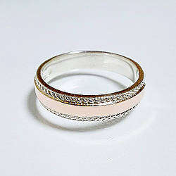 Срібна обручка з золотими накладками
