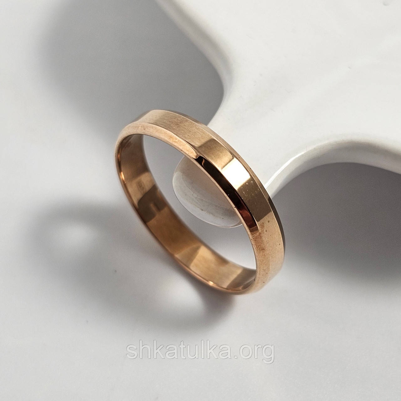 Обручка зі срібла з позолотою гладка американка, фото 1