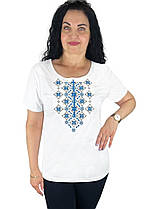 Вишиванка жіноча молодіжна біла, стрейч-бавовна 03092