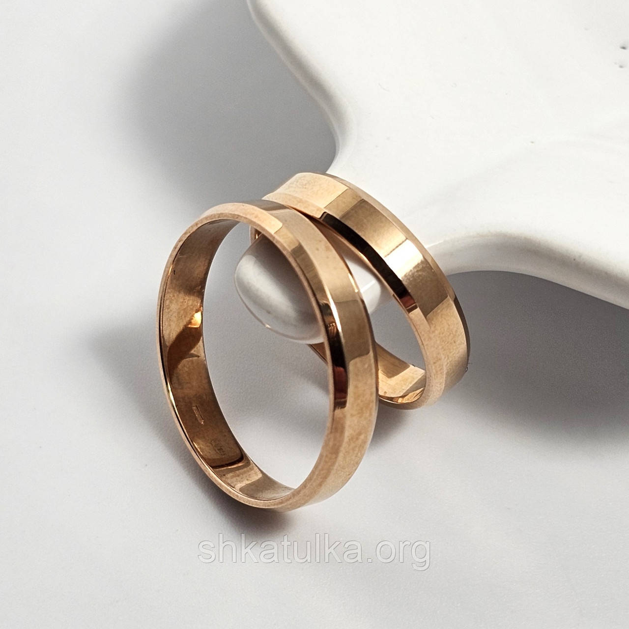 Срібні з позолотою обручки американки класичні пара