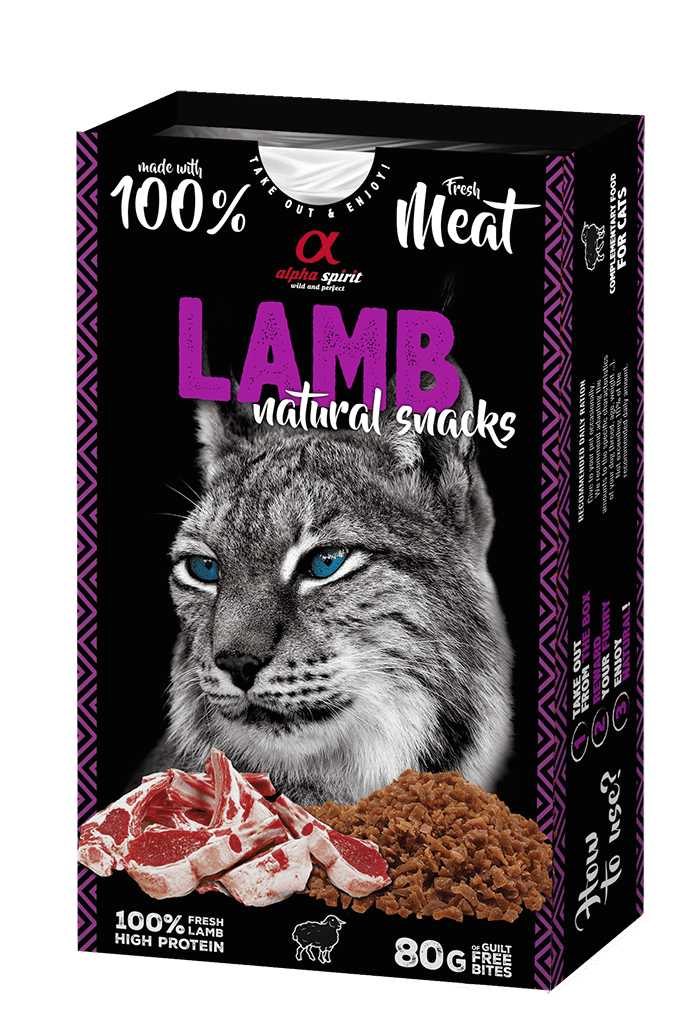 Снеки для котів ALPHA SPIRIT Lamb Natural Snacks Cat напіввологі ласощі з ягням, 80г, фото 1