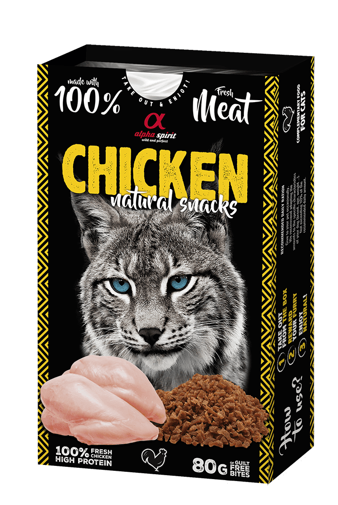 Снеки для котів ALPHA SPIRIT Chicken Natural Snacks Cat напіввологі ласощі з курятиною 80г, фото 1