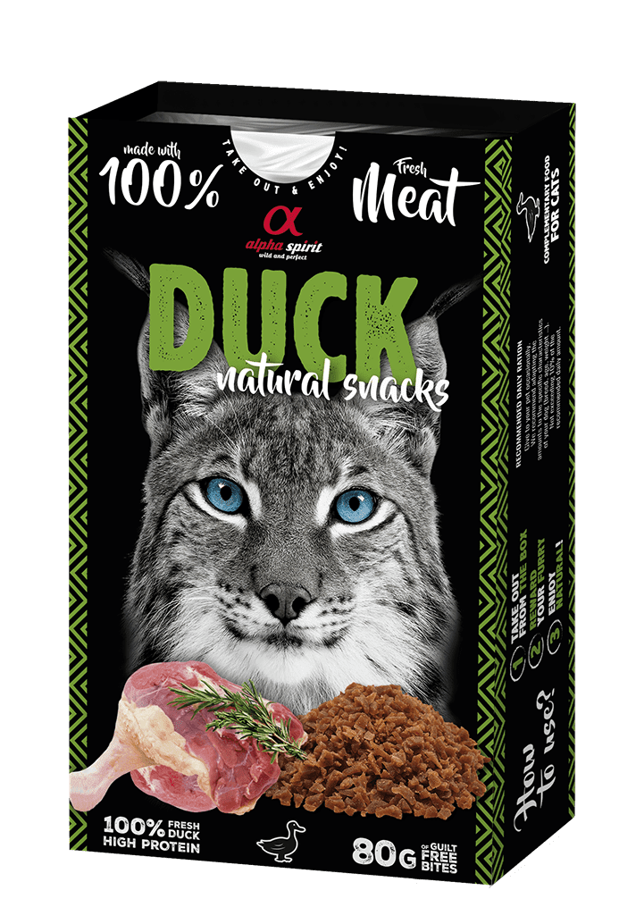 Снеки для котів ALPHA SPIRIT Duck Natural Snacks Cat напіввологі ласощі з качкою 80г, фото 1