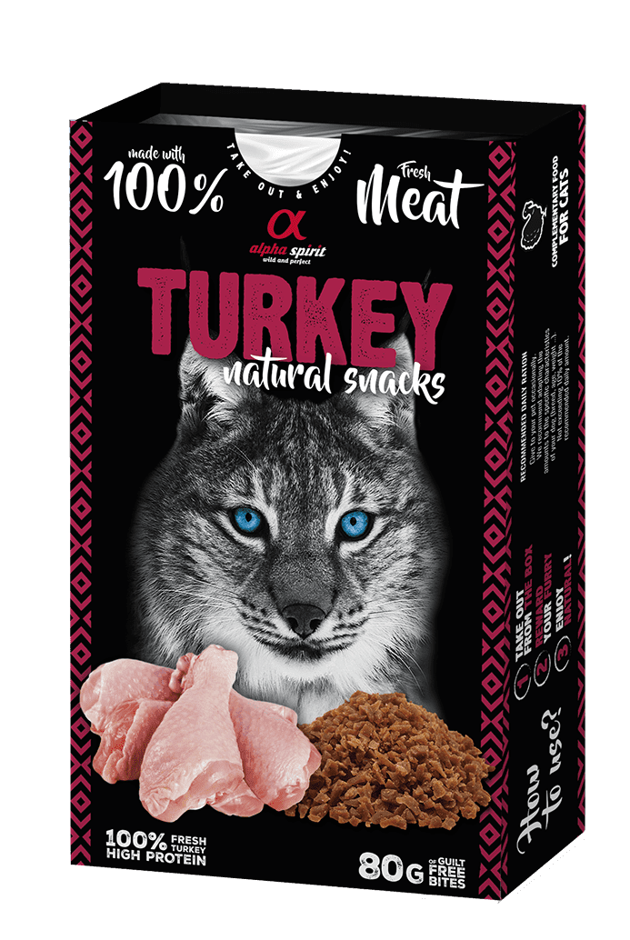 Снеки для котів ALPHA SPIRIT Turkey Natural Snacks Cat напіввологі ласощі з індиком 80г, фото 1