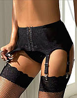 Жіночий чорний пояс для панчох у великих розмірах на гачках з кріпленнями