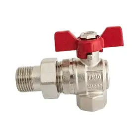 Кран кульовий з американкою кутовий KARRO STANDART+ 1" (червоний метелик) {4}