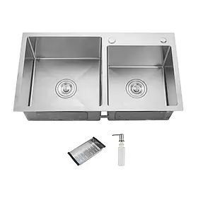 ID 7541 мийка подвійн.750x410x215мм,  (3.0/0.8),SUS 304 сифон, дозатор  кошик, Satin {1/1}