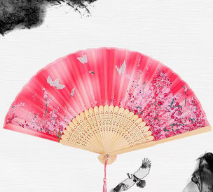 Віяло літнье жіноче Метелики та сакура, фото 1