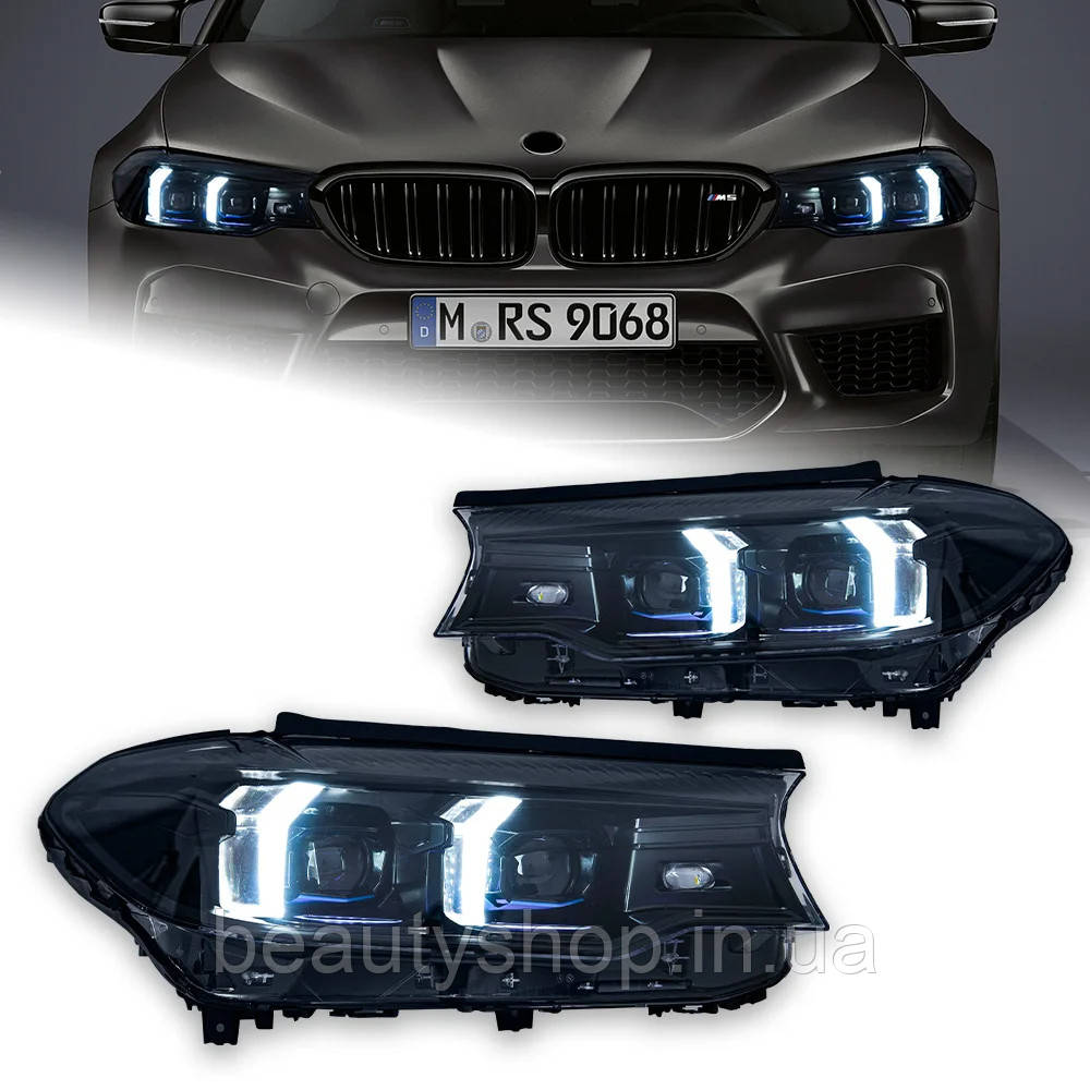 Світлодіодні передні фари для BMW G30 (2017–2023) з проекційними лінзами, DRL і сигнальною підсвіткою