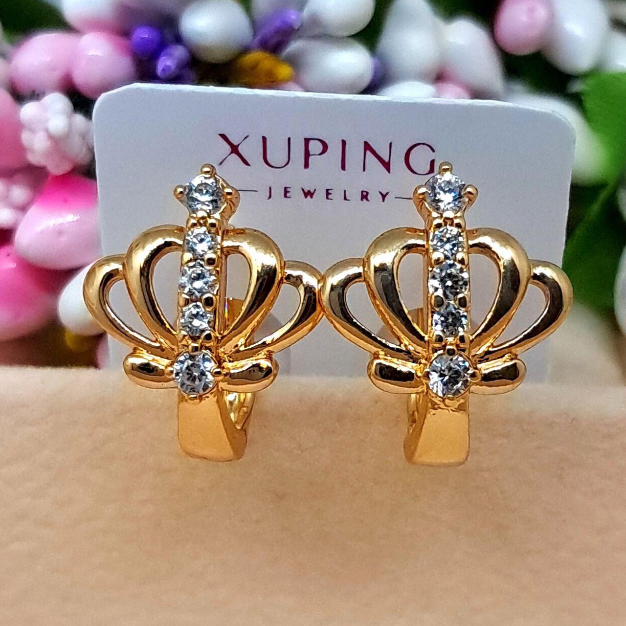 Сережки Корона медичне золото Xuping Розмір 15 мм × 13 мм англійський замок Код 5082