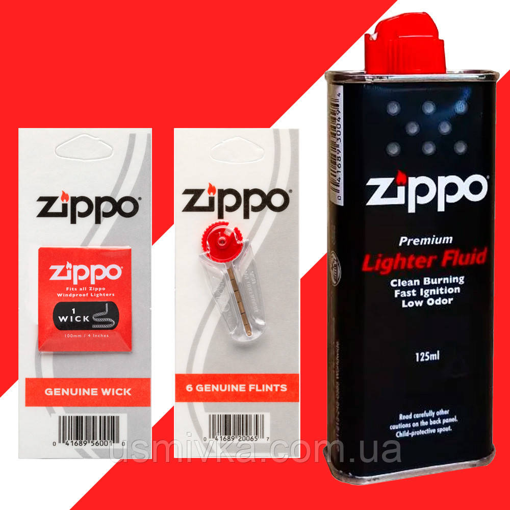 Zippo бензин 125ml + кремній + гніт для запальничок Us-3141, фото 1