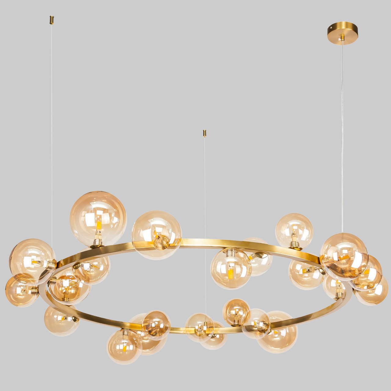 Бронзова  кругла люстра з кульок на 24 лампи "Bubbles" (918LP267-24 GAB+BR)