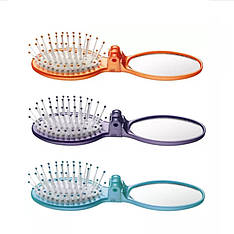 Щітка для волосся розкладна Eurostil Mini Brush (з дзеркалом, мікс) (02789)