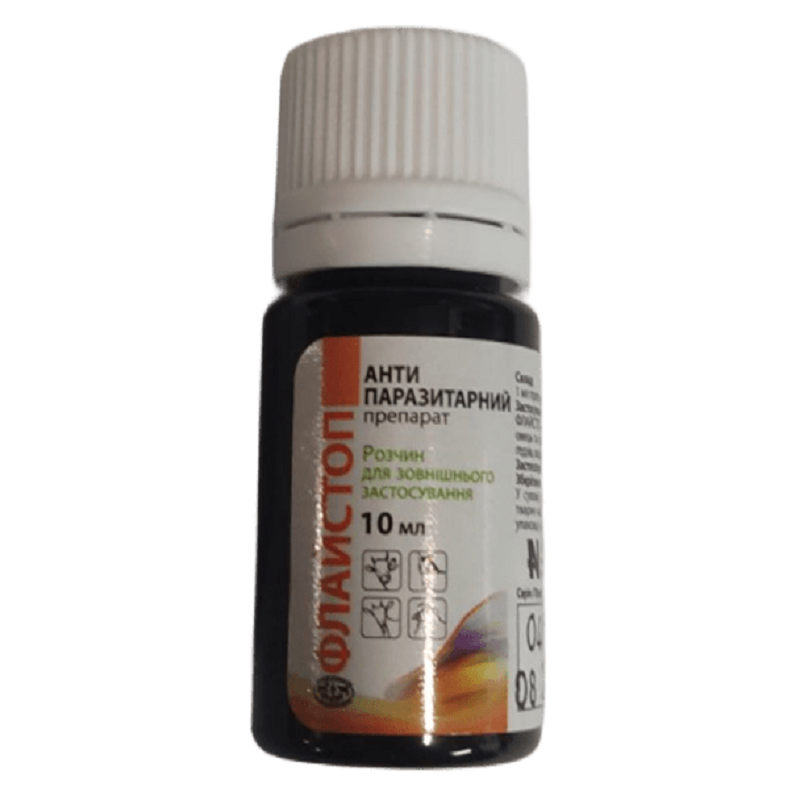 Розчин Флайстоп 10 мл інсектоакарицидний і репелентний препарат для тварин ПЗВП, фото 1
