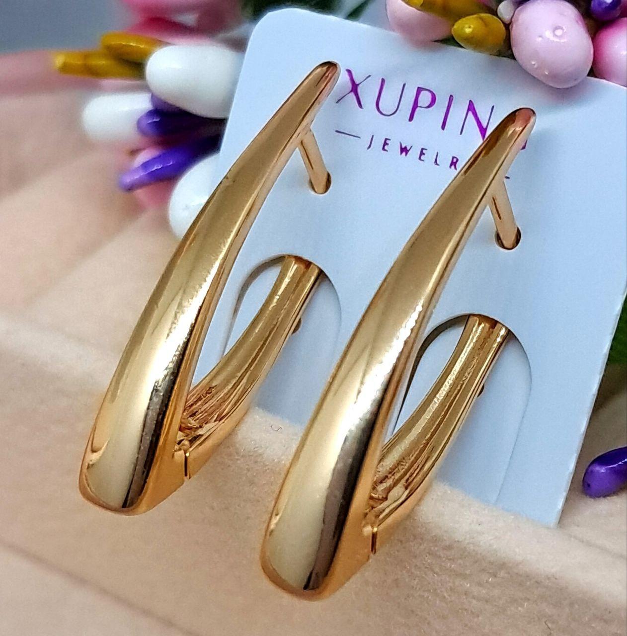 Сережки Debra медичне золото Xuping Розмір 28 мм × 4 мм англійський замок Код 5084