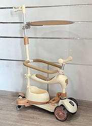 Дитячий самокат 3 в 1 Maraton K619B/G з батьківською ручкою,бортиками,козирком світловими та звуковими ефектами