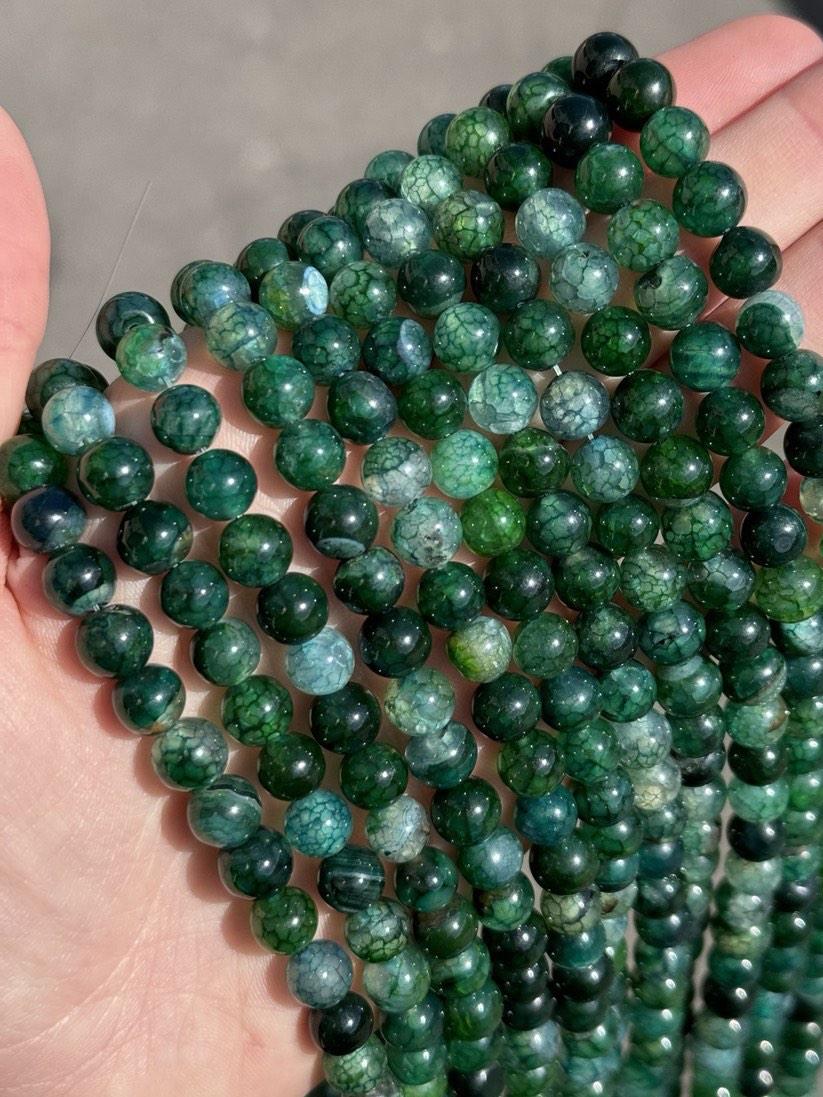 АГАТ вени дракона 8 мм приблизно 42 намистини