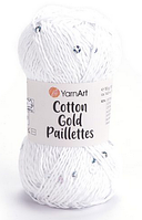 Cotton Gold Paillettes YarnArt-7102 білий