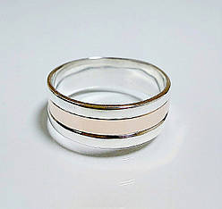 Срібна обручка з золотими накладками