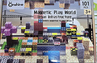Магнітний конструктор,Магнітні кубики майнкрафт Onshine 'Magnetic Play World', 101 кубик (1кубик 2см)