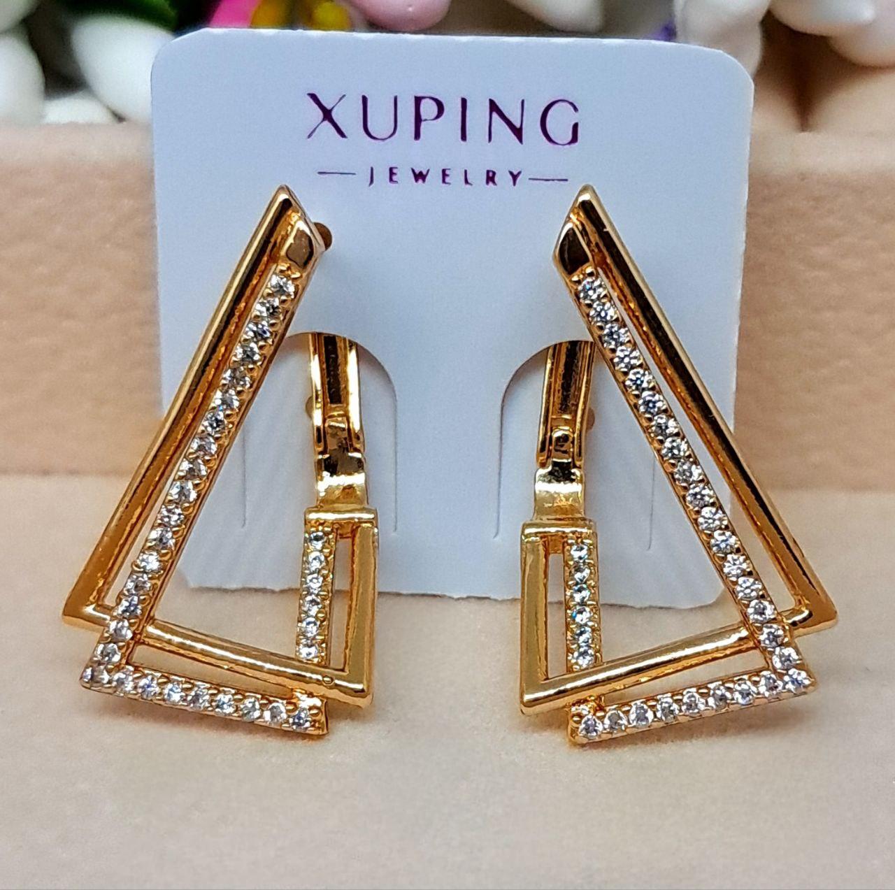 Сережки Nancy медичне золото Xuping Розмір 23 мм × 14 мм англійський замок Код 5087