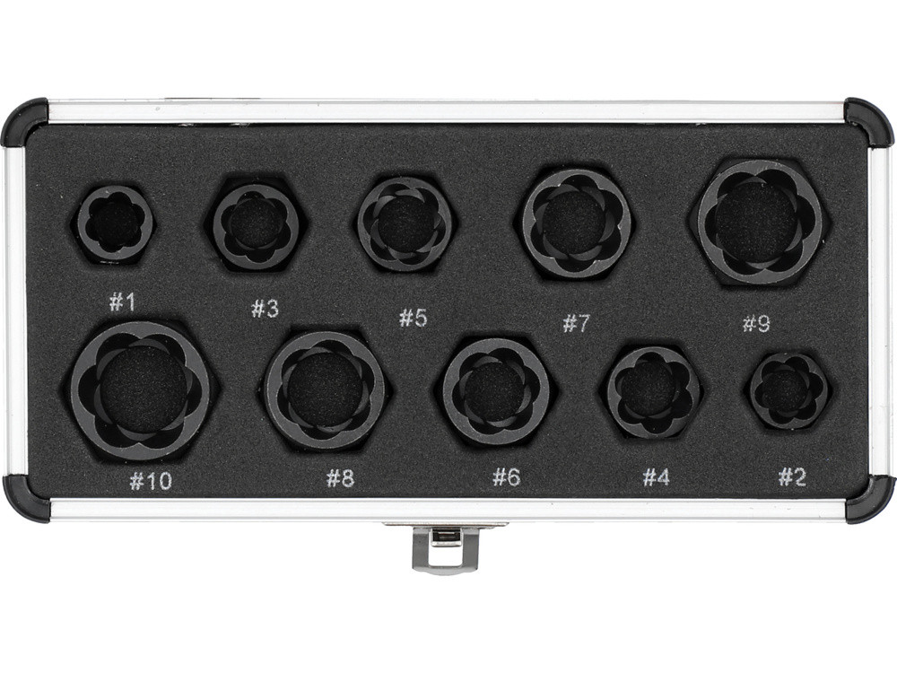 Набір торцевих головок М9-19 мм для пошкоджених болтів і гайок із квадратним приводом YATO 10эл. YT-060311