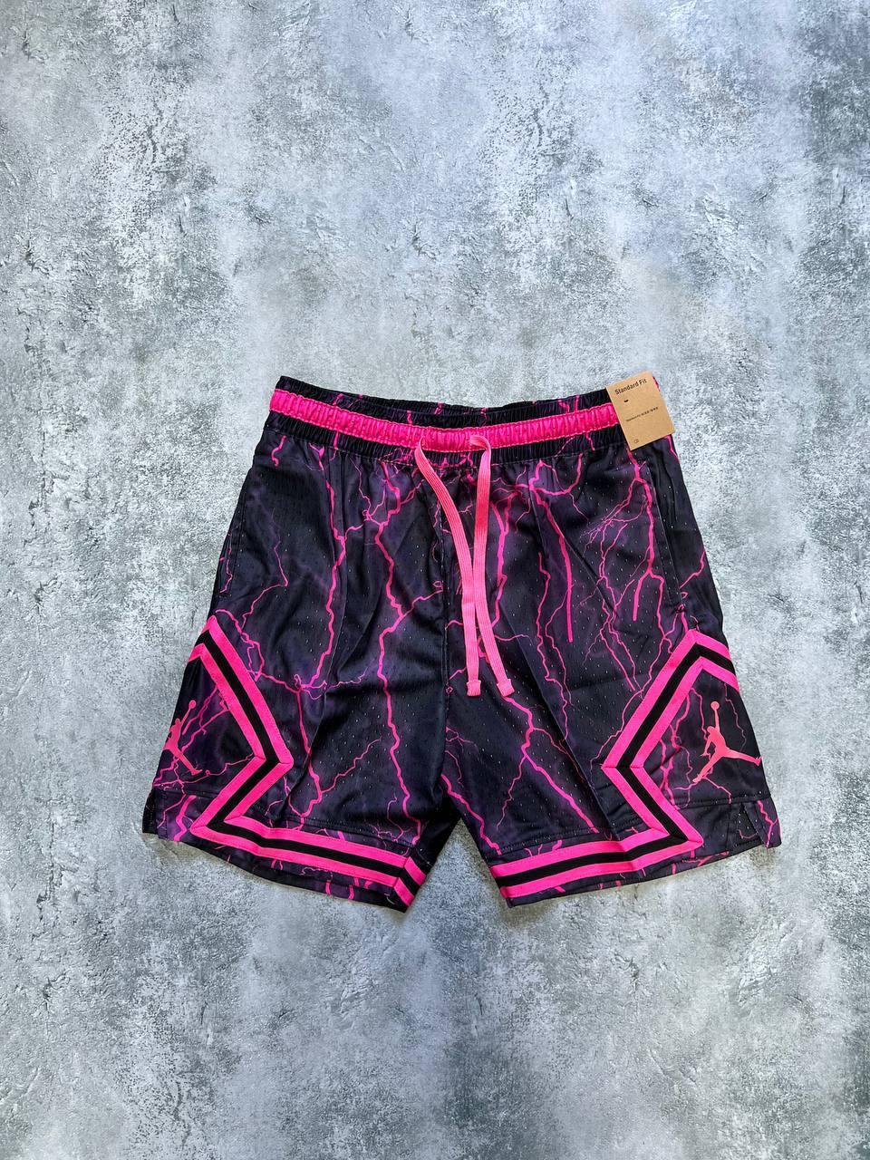 Літні чоловічі спортивні шорти Nike air Jordan Diamond Dri-Fit Black Pink Шорти Джордан рожеві з блискавками
