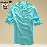 Червона, жовта, бірюзова лляна сорочка чоловічі та жіночі моделі , фото 4