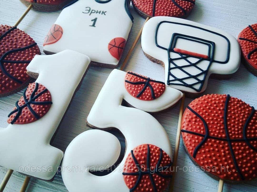 Імбирні пряники топпер на торт Баскетбол, фото 1