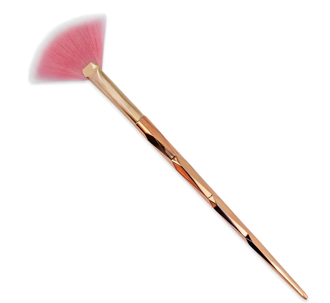 Пензель віяловий для масок і пілінгу жовтогарячий ворс 17 см, фото 1