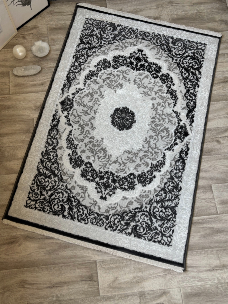 Турецький ворсовий килим сірий прямокутний 250*350 см GRANADA 3279A L.Grey/D.Grey