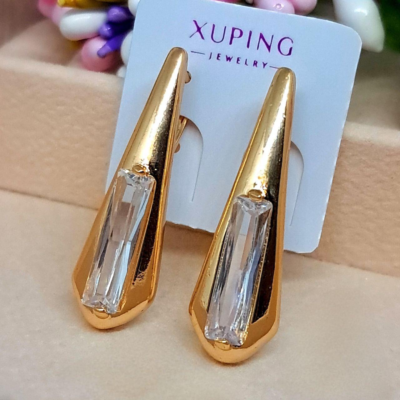 Сережки Stella медичне золото Xuping Розмір 31 мм × 10 мм англійський замок Код 5089