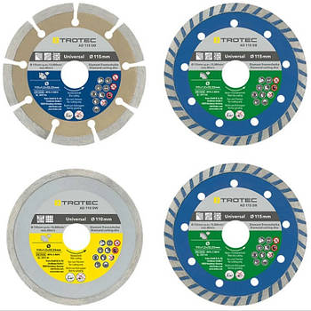 Набір відрізних алмазних дисків для різання бетону плитки та каменю Trotec 110/115х22.23х1.2 (4 шт)