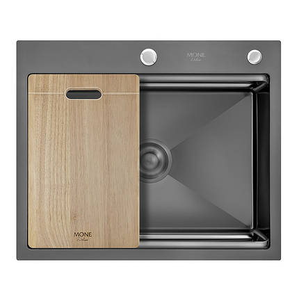 Мийка Handmade MONE Delux 6050 (3.0/1/220) Black з отвором 4 в 1, фото 1