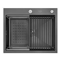 Мийка Handmade MONE Delux 6050 (3.0/1/220) Black з отвором 4 в 1, фото 6