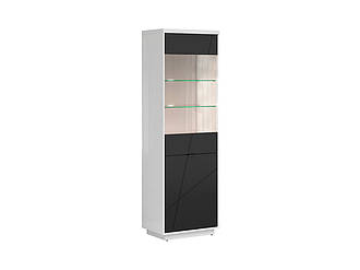 Вітрина Forn REG1D1W 5 см, 5 см, ПВХ, система безшумного закриття, Немає, модерн, білий глянець/чорний, дуб Деляно темний, чорний