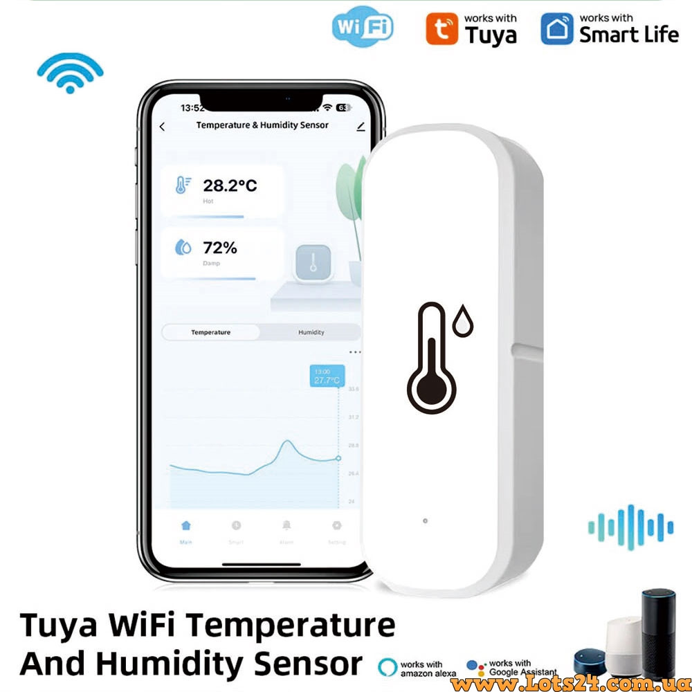 Розумний Wi-Fi датчик температури та вологості для дому дистанційний моніторинг автоматизація цифровий термометр розумний будинок