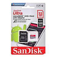 Карта пам'яті microSDHC (UHS-1) SanDisk Ultra 32Gb class 10 A1 (120Mb/s) (adapter SD), фото 3