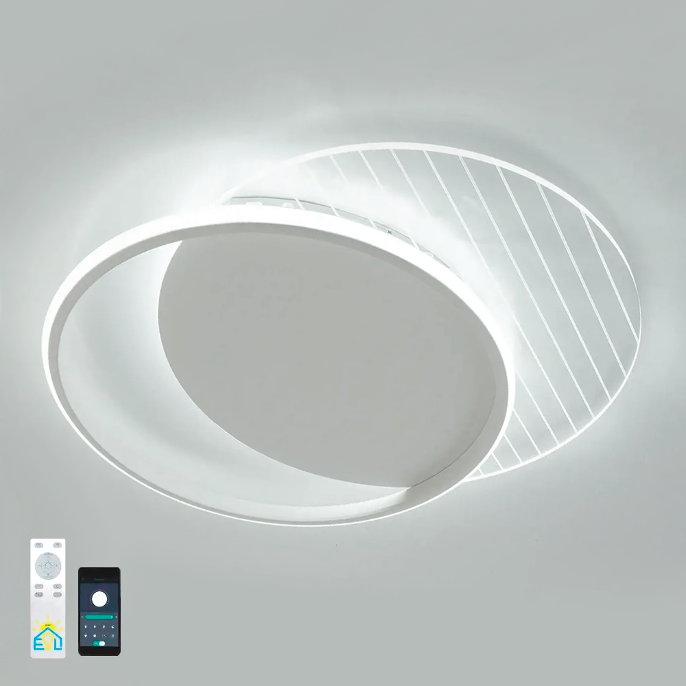 Люстра Esllse AMATO 2R 60W LED біла 400×505×52мм 1500-6000Лм керована світлодіодна з пультом і додатком для смартфону APP