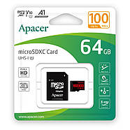 Карта пам'яті microSDXC (UHS-1) Apacer 64Gb class 10 V10 A1 R100MB/s (adapter SD), фото 3