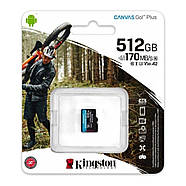 Карта пам'яті microSDXC (UHS-1 U3) Kingston Canvas Go Plus 512Gb class 10 A2 V30 (R170MB/s, W90MB/s), фото 3