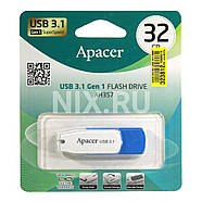 Флеш-накопичувач Apacer USB 3.2 Gen 1 AH357  32GB Blue/White, фото 3