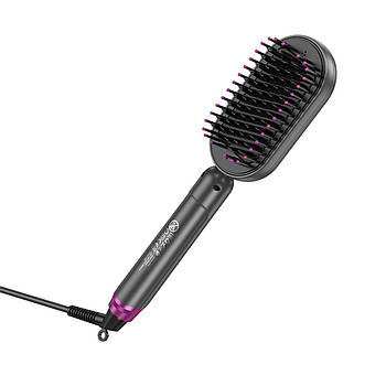 Гребінець для випрямлення волосся з цифровим дисплеєм HOCO HP44 Electric straightening hair comb with digital display(EU) Rose red