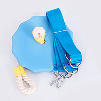 Качеля дитяча з дерева тарзанка спортивна підвісна «ЕЛІТ» лазур, в подарунок фірмовий ранець Among Us