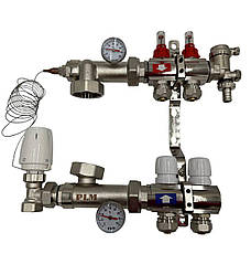Колектор для теплої підлоги Polmark 2 контури (Латунь) у зборі без насоса Польща