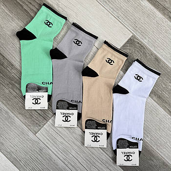 Шкарпетки жіночі демісезонні бавовна середні Chanel, розмір 37-41, асорті, 015-30