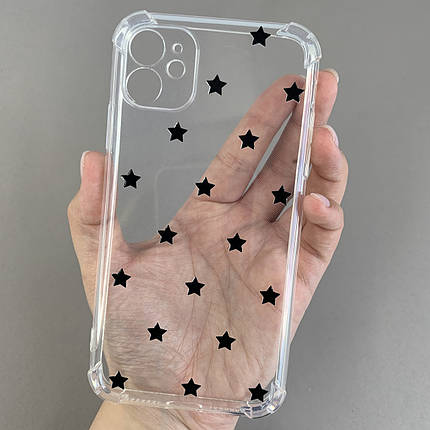 Чохол для Apple iPhone 11 чохол з бронь кутами з принтом чорних зірочок на айфон 11 q03p, фото 1