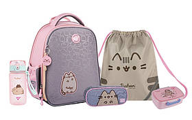 Шкільний набір YES H-100 Pusheen Fatty (рюкзак, пенал, сумка, ланчбокс, пляшка) 115-130 см