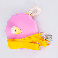 Качеля дитяча з дерева тарзанка спортивна підвісна «ЕЛІТ» роза, в подарунок фірмовий ранець Among Us