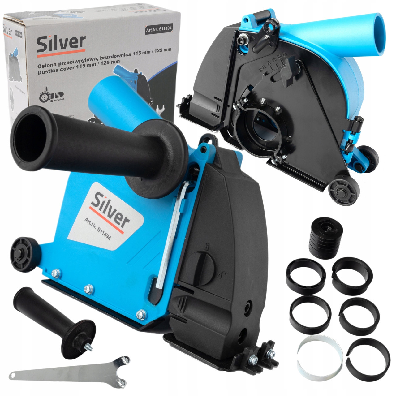 Кожух пилозахисний Silver для кутових шліфувальних машин 115/125 мм із всмоктувальним отвором (S11494), фото 1